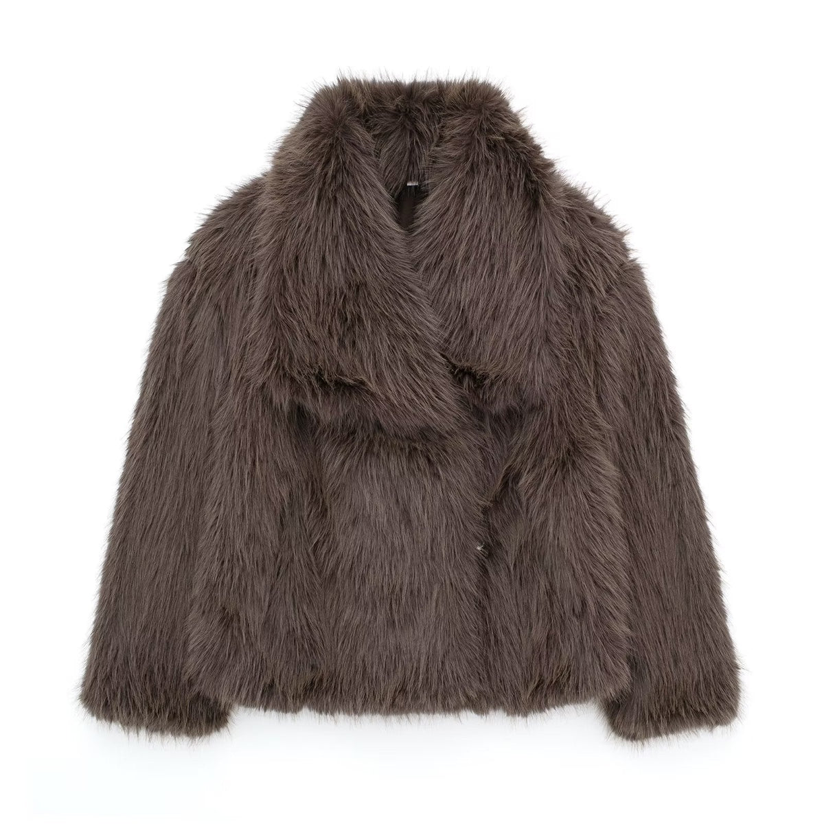 Winter Plush Coat Fashion Warm Thicken Fluffy Lapel Jacket