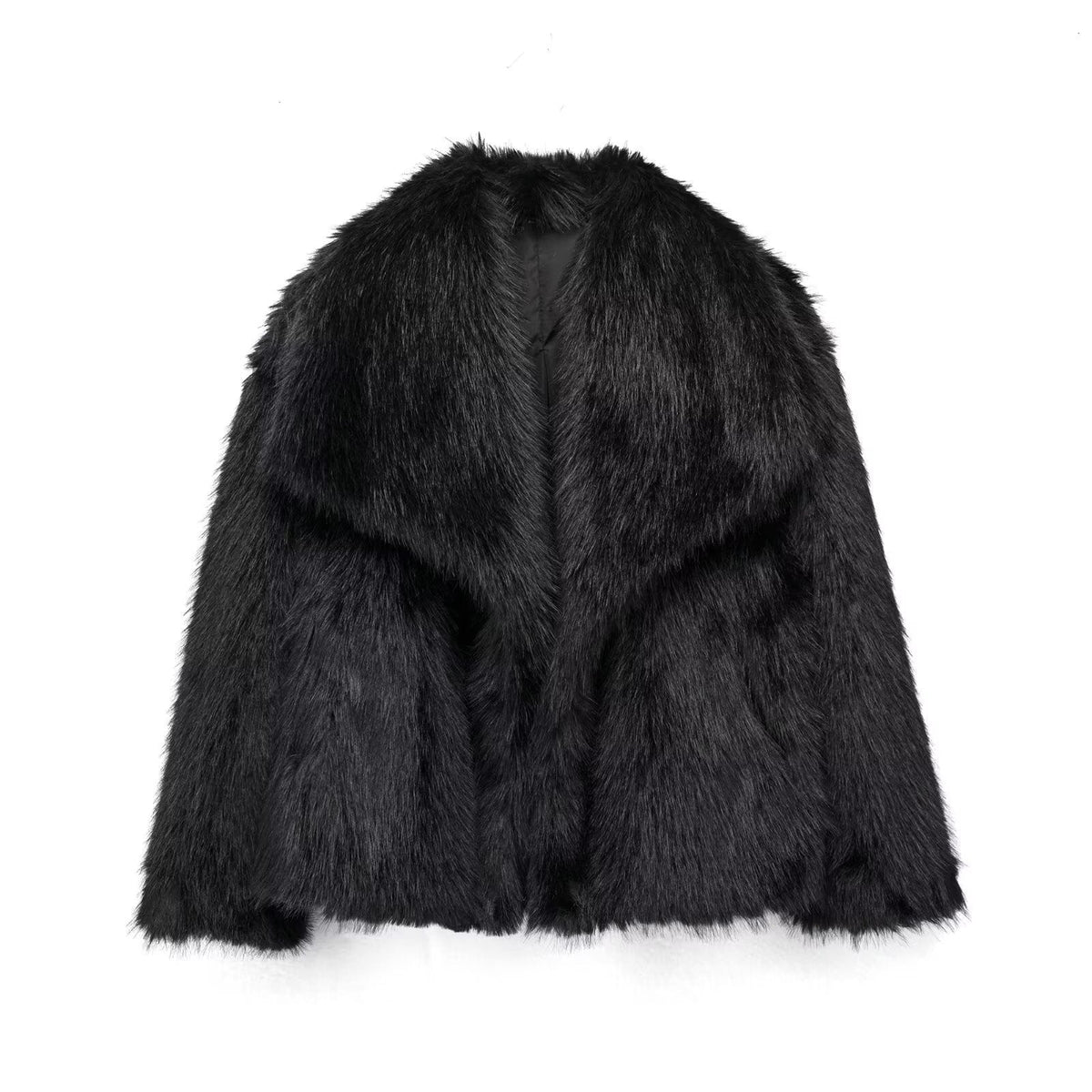 Winter Plush Coat Fashion Warm Thicken Fluffy Lapel Jacket