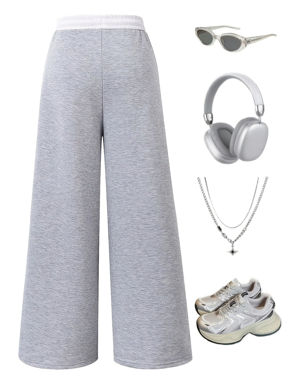 Girls High Waist Drawstring Wide Leg Pants