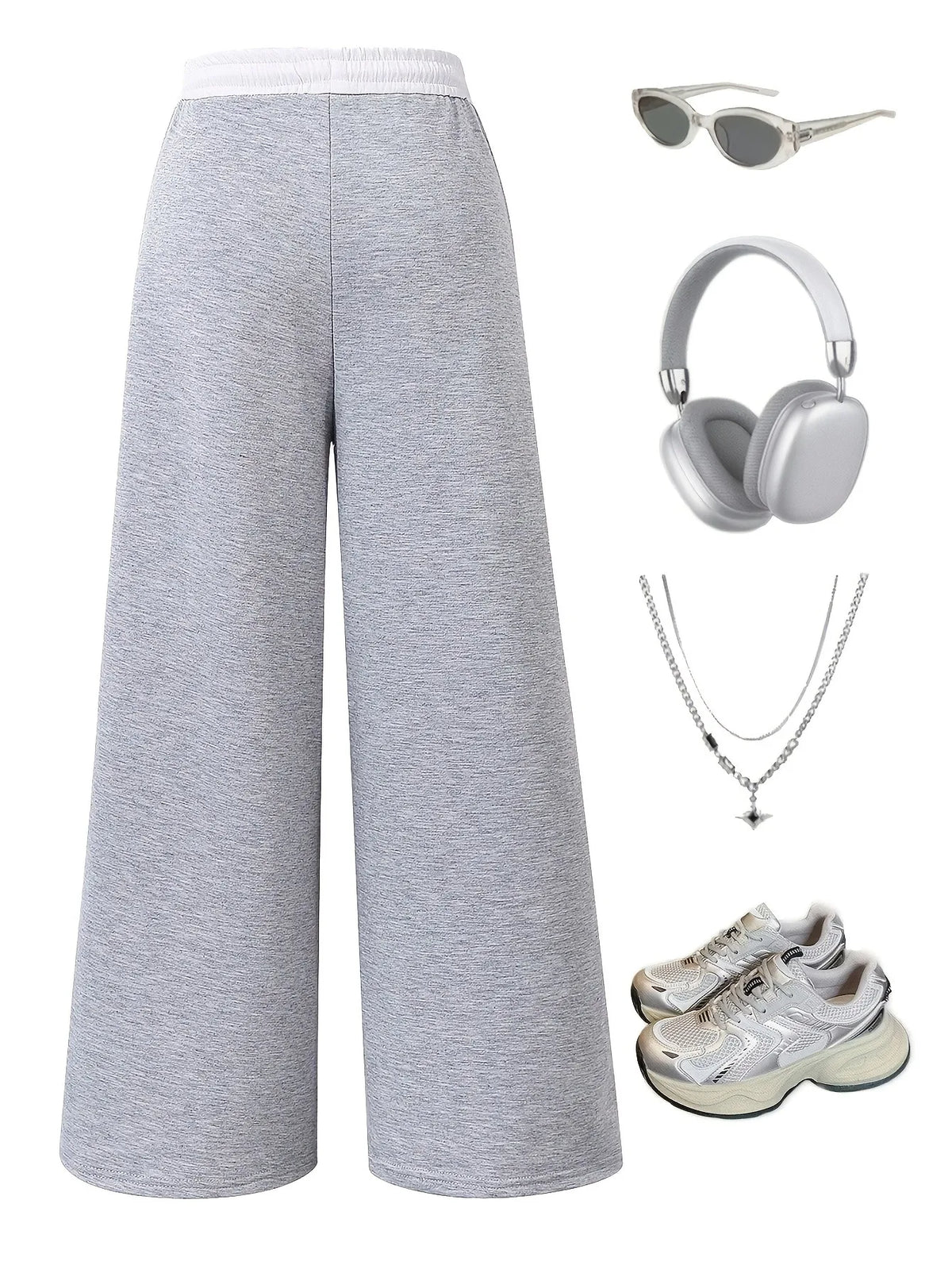 Girls High Waist Drawstring Wide Leg Pants