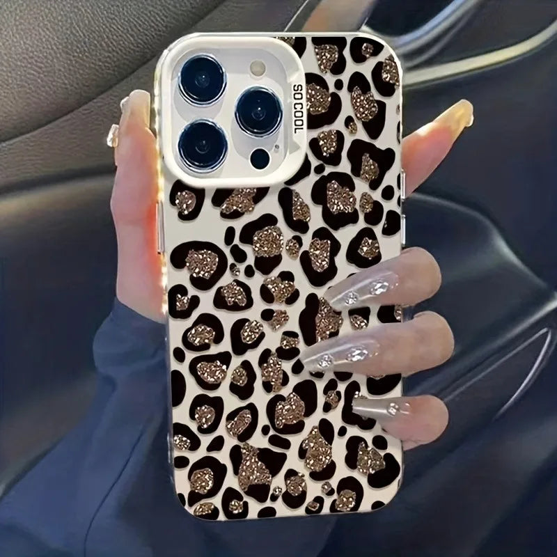 High-Quality Gold Glittering Leopard Print Design