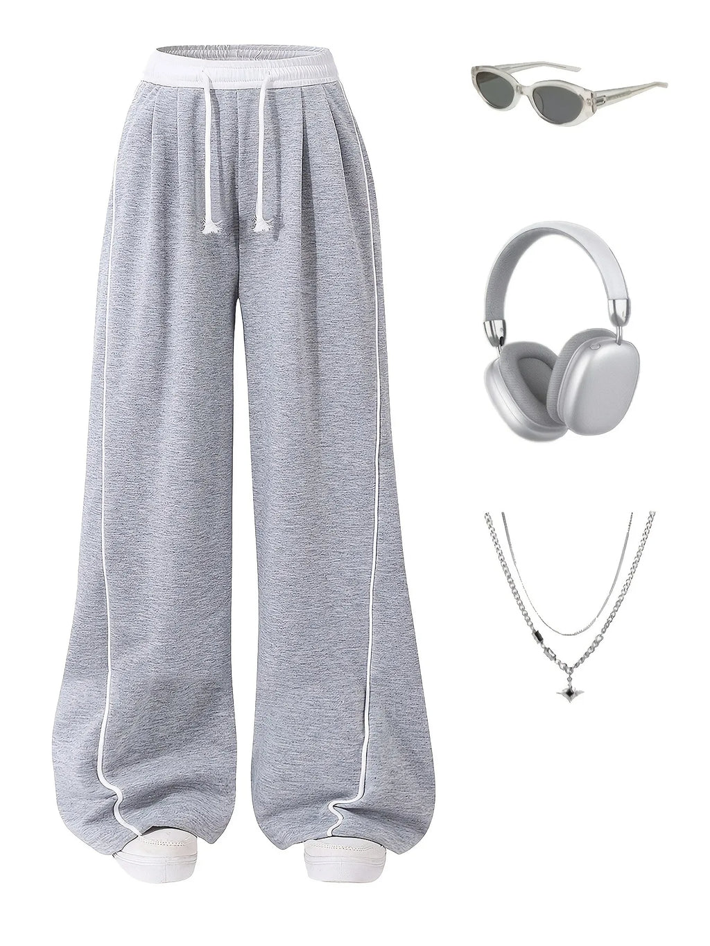 Girls High Waist Drawstring Wide Leg Pants