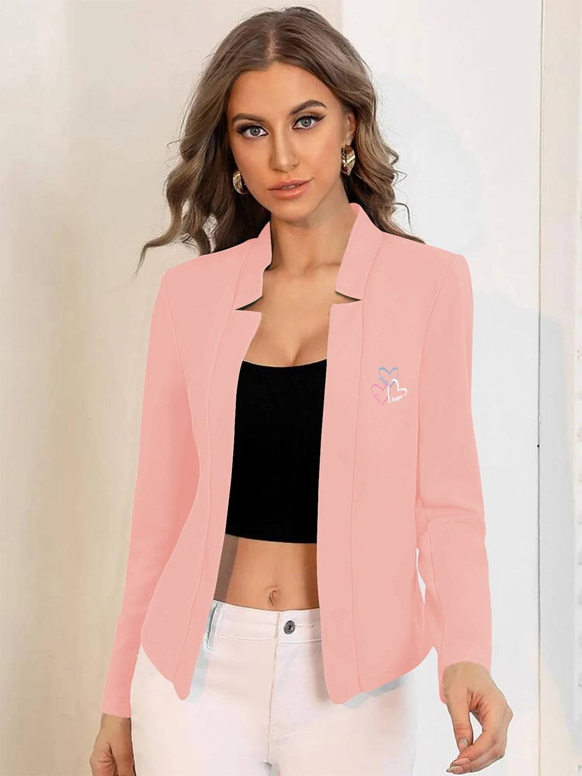 Unique Personality Style Gradient Heart-Themed Printed Stand-Collar Cardigan for Women, Slim-Fit and Elegant, Casual Fashion Versatile Short Cardigan Jacket for Women, Daily Commute Outfit, Women's Clothing