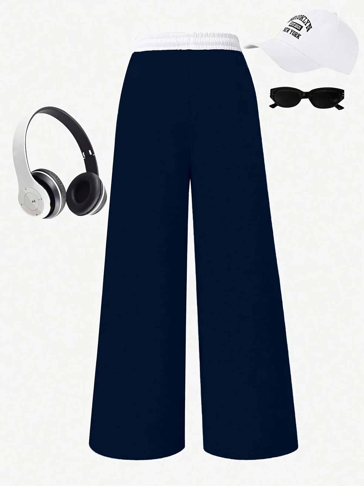 Girls High Waist Drawstring Wide Leg Pants