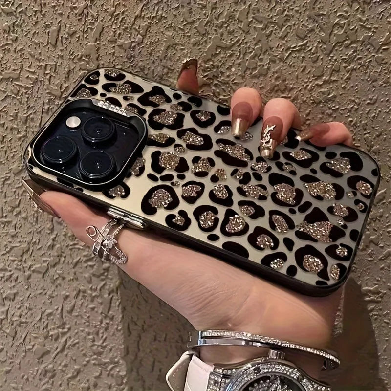 High-Quality Gold Glittering Leopard Print Design