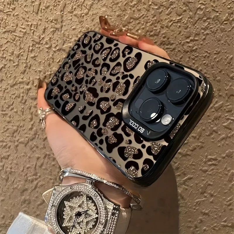 High-Quality Gold Glittering Leopard Print Design